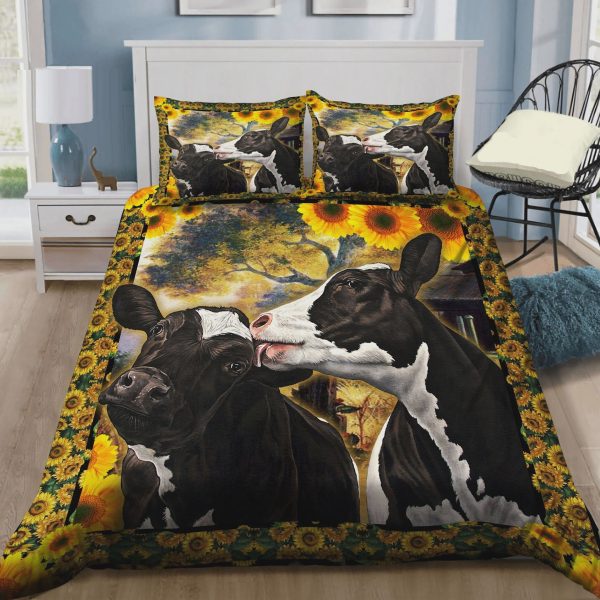 Cow Couple Sunflower Duvet Cover Bedroom Sets Comfortable Bedding Sets