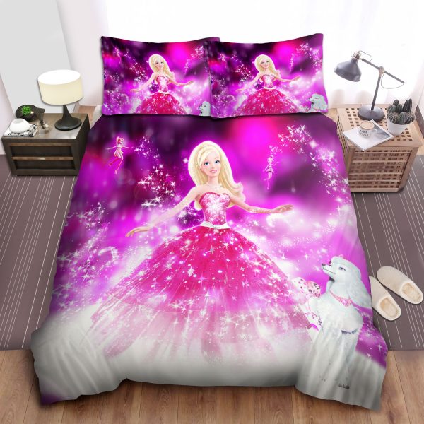 Pink Barbie And White Dog Duvet Cover Bedroom Sets Comfortable Bedding Sets