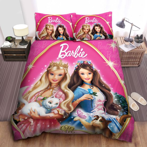 Barbie and Dogs Themed Duvet Cover Bed Sheets - Bedding Sets