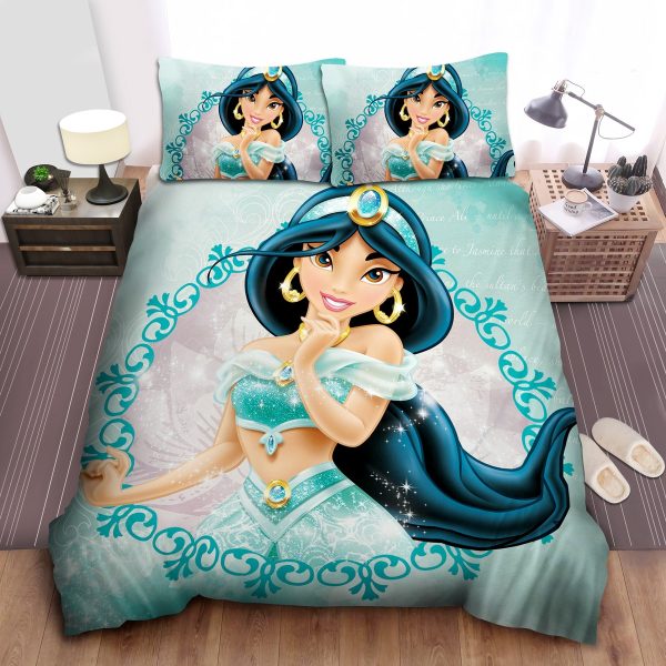 Princess Jasmine Bedding Set: Sparkling Dress & Jewelries Duvet Cover