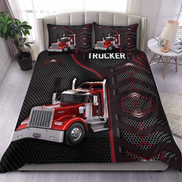 Trucker, Red Truck Quilt Duvet Cover Bedroom Sets Comfortable Bedding Sets