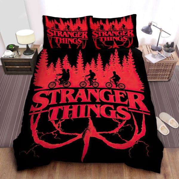 Stranger Things Black & Red Poster Duvet Cover Bedroom Sets Comfortable Bedding Sets