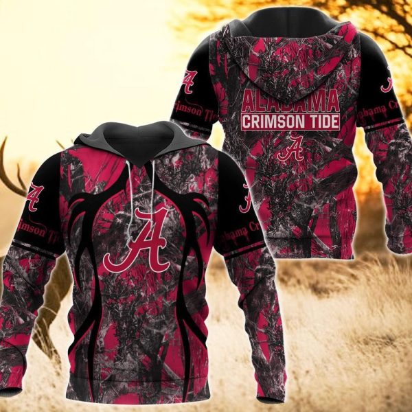 Alabama Crimson Tide Camo Hunting 3D printed Sweatshirt, Hoodie, Zipped Hoodie