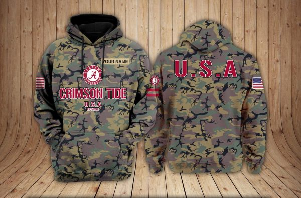 Alabama Crimson Tide NCAA Camouflage 3D Hoodie PT24062