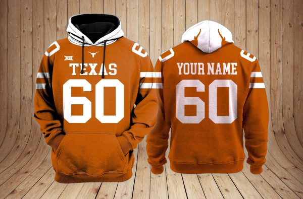 Texas Longhorns Football Custom 3D printed Sweatshirt, Hoodie, Zipped Hoodie