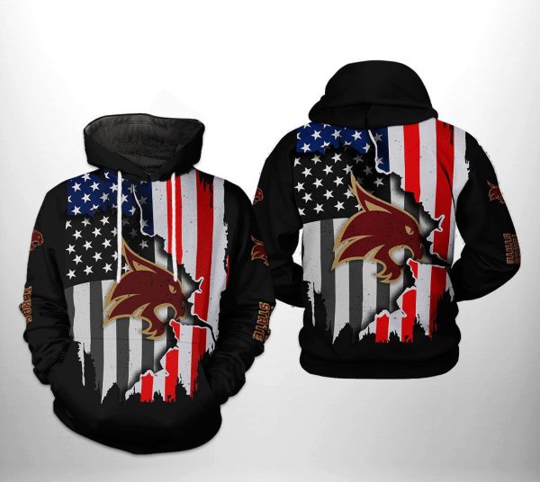 Texas State Bobcats NCAA US Flag Hoodie  Zip Hoodie Style 386