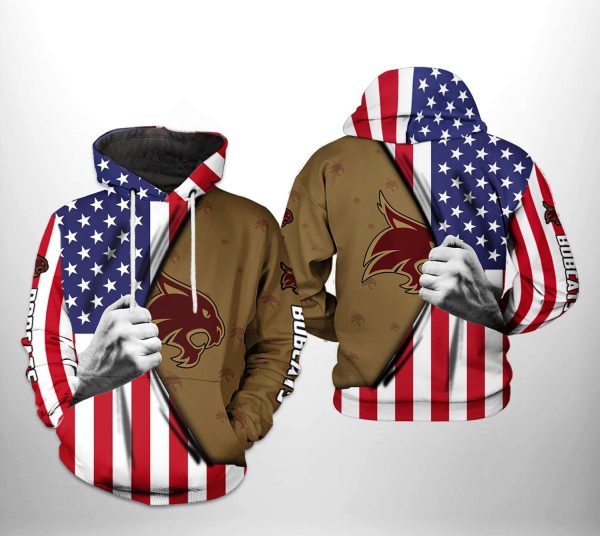 Texas State Bobcats NCAA US Flag Hoodie  Zip Hoodie Style 416