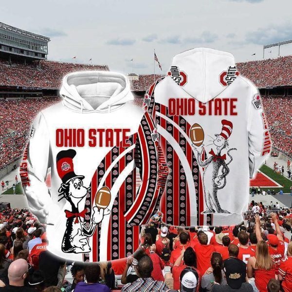 The Cat In The Hat Ohio State Buckeyes Ncaa Skull Hoodie  Zip Hoodie Style 617