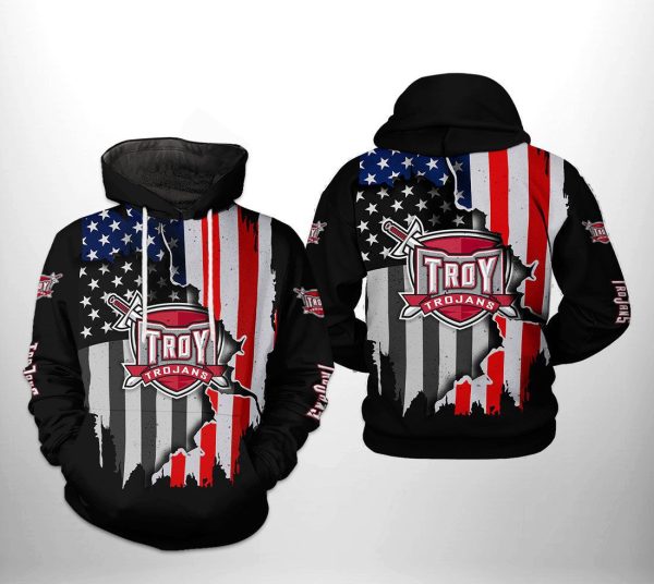 Troy Trojans NCAA US Flag Hoodie  Zip Hoodie Style 124