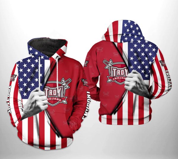 Troy Trojans NCAA US Flag Hoodie  Zip Hoodie Style 625