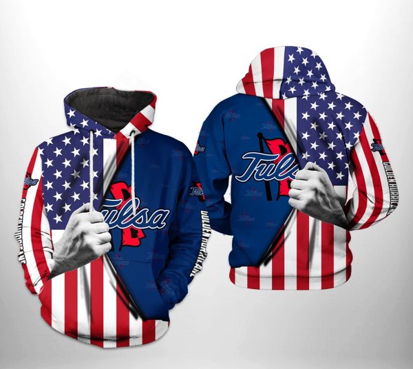 Tulsa Golden Hurricane NCAA US Flag Hoodie  Zip Hoodie Style 467