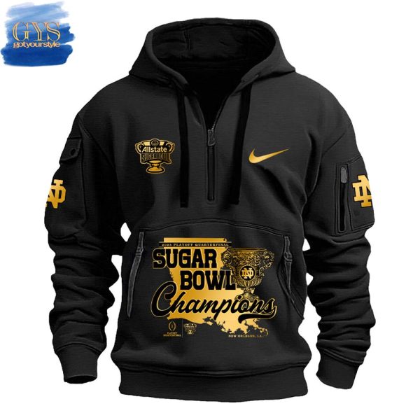 Notre Dame Fighting Irish x Sugar Bowl Champions Limited Edition Half Zip Hoodie - Image 2
