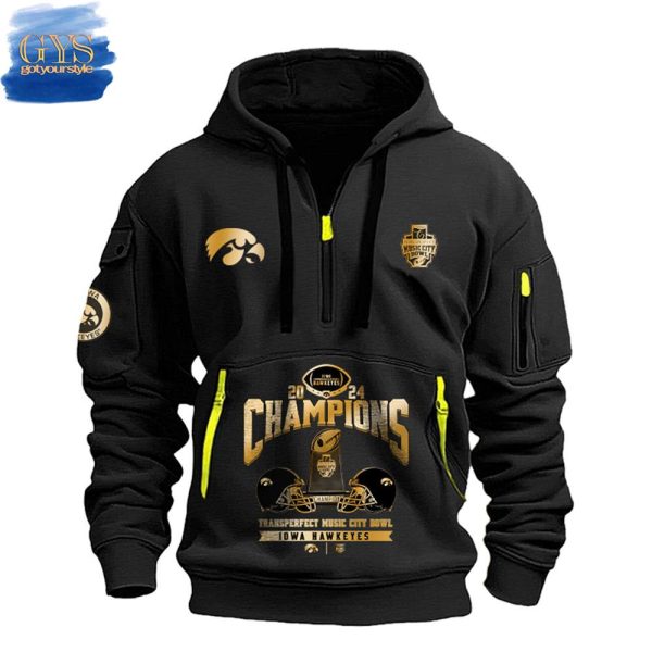 Iowa Hawkeyes NCAA Music City Bowl Champions Limited Edition Half Zip Hoodie - Image 2
