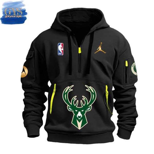 Milwaukee Bucks 2024 NBA In Season Tournament Champions Quarter Zip Hoodie - Image 2