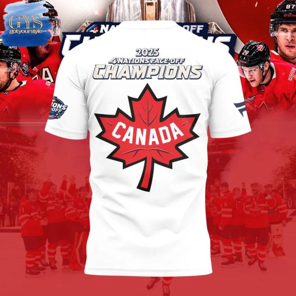 Canada Team Champions 4 Nations Face Off 2025 T-Shirt - Image 3