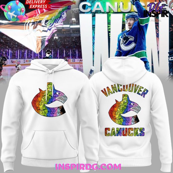 Vancouver Canucks Pride Night 2025 White Hoodie