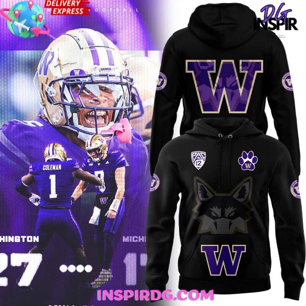 Washington Huskies Football 2025 Black Hoodie