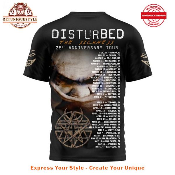 Disturbed The Sickness 25th Anniversary Tour 2025 Shirt - Image 3