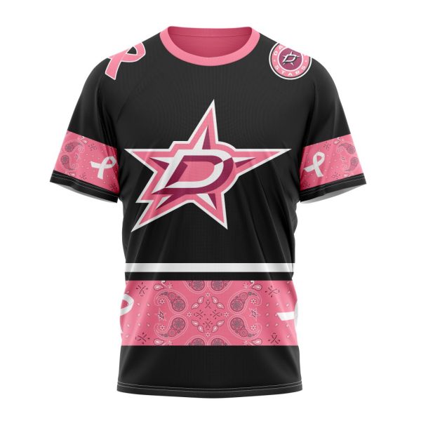 T-shirt NHL Dallas Stars | Specialized Design In Classic Style With Paisley! WE WEAR PINK BREAST CANCER