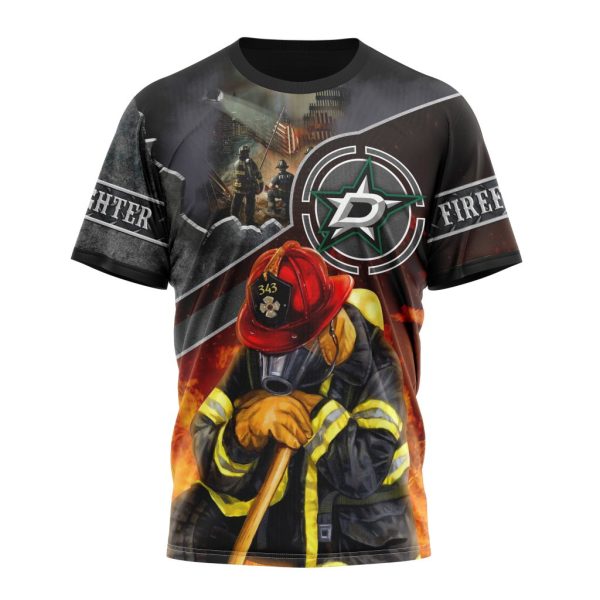 T-shirt NHL Dallas Stars | Specialized Kits To Honor FireFighter In Patriot Day We Will Never Forget