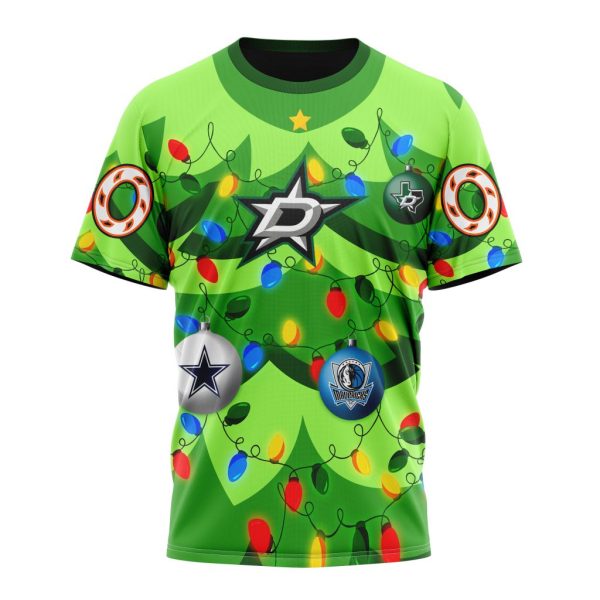 T-shirt NHL Dallas Stars | Specialized Unisex Kits With Unisex Kits With Christmass Tree Color And City's Sport Teams