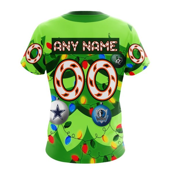 T-shirt NHL Dallas Stars | Specialized Unisex Kits With Unisex Kits With Christmass Tree Color And City's Sport Teams - Image 2