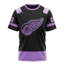 T-shirt NHL Detroit Red Wings Personalized Home In Lavender Hockey Fight Cancer ST2403