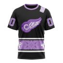 T-shirt NHL Detroit Red Wings Special Black And Lavender Hockey Fight Cancer Design ST2303
