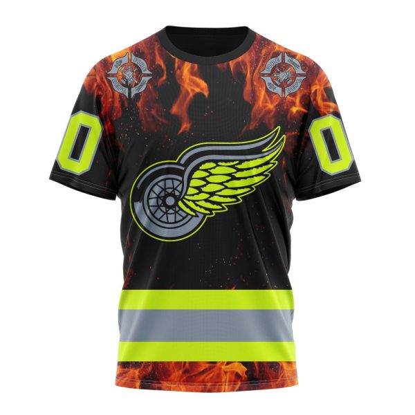 T-shirt NHL Detroit Red Wings Special Design Honoring Firefighters ST2401