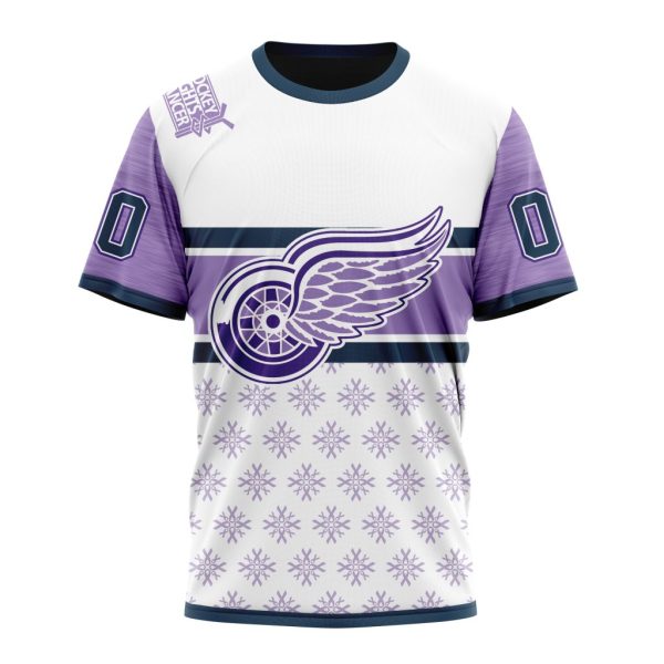 T-shirt NHL Detroit Red Wings Special Hockey Fight Cancer Design ST2402