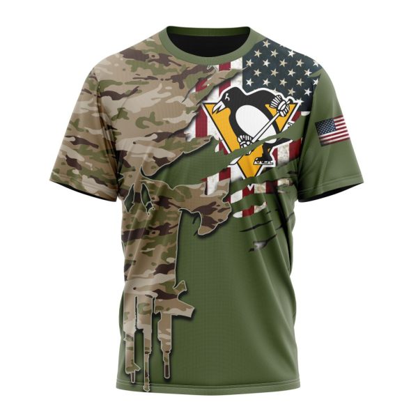 T-shirt NHL Pittsburgh Penguins Special Camo Skull Design ST2303