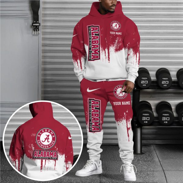 Alabama Crimson Tide Hoodie Sweatpants Set, Custom Hoodie, Sport Hoodie Sweatpants Set, Sport Gifts For Fan JA53