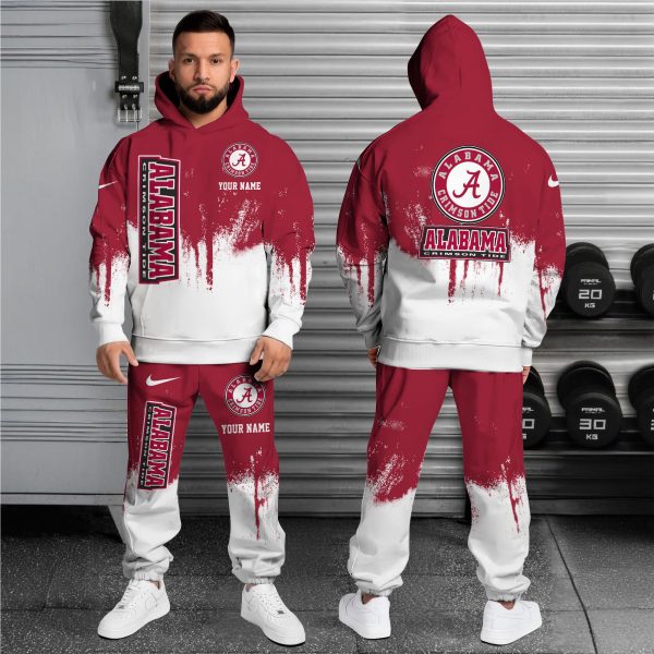 Alabama Crimson Tide Hoodie Sweatpants Set, Custom Hoodie, Sport Hoodie Sweatpants Set, Sport Gifts For Fan JA53 - Image 2