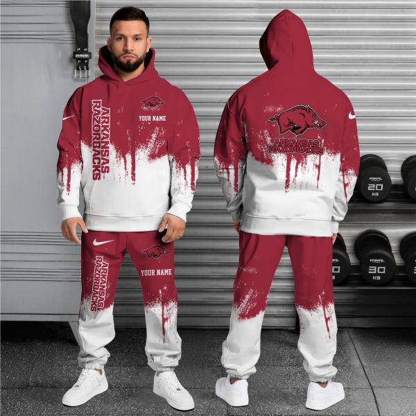 Arkansas Razorbacks Hoodie Sweatpants Set, Custom Hoodie, Sport Hoodie Sweatpants Set, Sport Gifts For Fan BR82 - Image 2