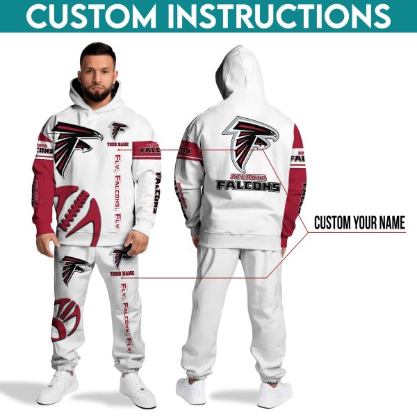 Atlanta Falcons Hoodie Sweatpants Set Custom Your name, Sport Hoodie Sweatpants Set, Sport Gifts For Fan - Image 3