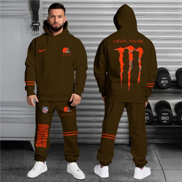 Cleveland Browns Hoodie Sweatpants Set Custom Your name, Sport Hoodie Sweatpants Set - Image 4