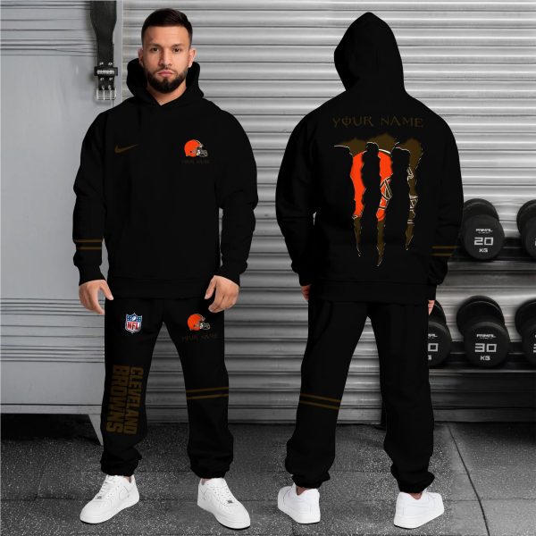 Cleveland Browns Hoodie Sweatpants Set Custom Your name, Sport Hoodie Sweatpants Set - Image 6