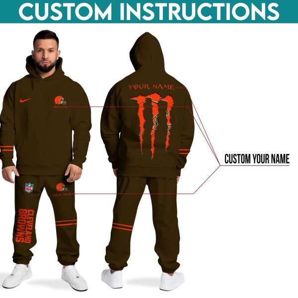 Cleveland Browns Hoodie Sweatpants Set Custom Your name, Sport Hoodie Sweatpants Set - Image 7