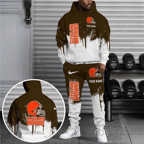 Cleveland Browns Hoodie Sweatpants Set, Custom Hoodie, Sport Hoodie Sweatpants Set, Sport Gifts For Fan LP96