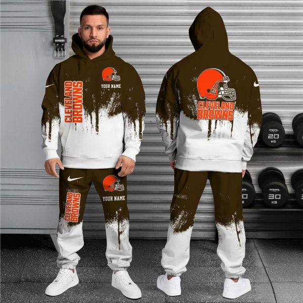 Cleveland Browns Hoodie Sweatpants Set, Custom Hoodie, Sport Hoodie Sweatpants Set, Sport Gifts For Fan LP96 - Image 2