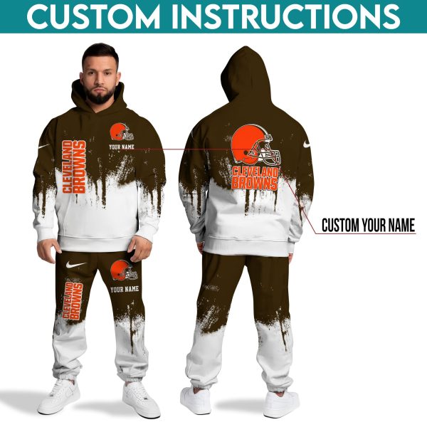 Cleveland Browns Hoodie Sweatpants Set, Custom Hoodie, Sport Hoodie Sweatpants Set, Sport Gifts For Fan LP96 - Image 3