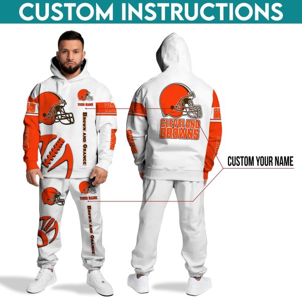 Cleveland Browns Hoodie Sweatpants Set, Custom Hoodie, Sport Hoodie Sweatpants Set, Sport Gifts For Fan PH59 - Image 3