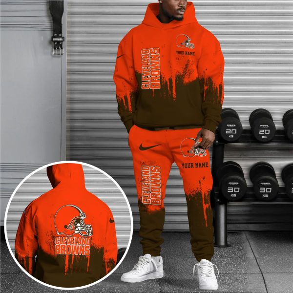 Cleveland Browns Hoodie Sweatpants Set, Custom Hoodie, Sport Hoodie Sweatpants Set, Sport Gifts For Fan QU90