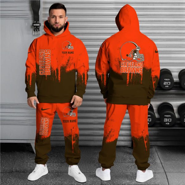 Cleveland Browns Hoodie Sweatpants Set, Custom Hoodie, Sport Hoodie Sweatpants Set, Sport Gifts For Fan QU90 - Image 2