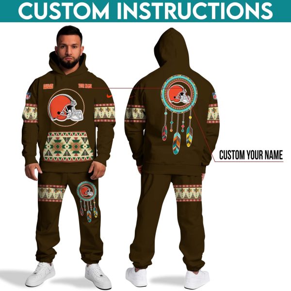 Cleveland Browns Hoodie Sweatpants Set, Custom Hoodie, Sport Hoodie Sweatpants Set, Sport Gifts For Fan YJ17 - Image 3