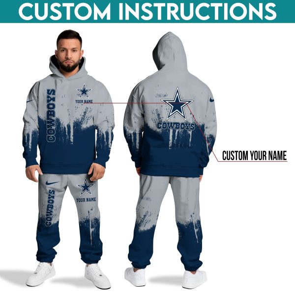 Dallas Cowboys Hoodie Sweatpants Set, Custom Hoodie, Sport Hoodie Sweatpants Set, Sport Gifts For Fan AE77 - Image 3