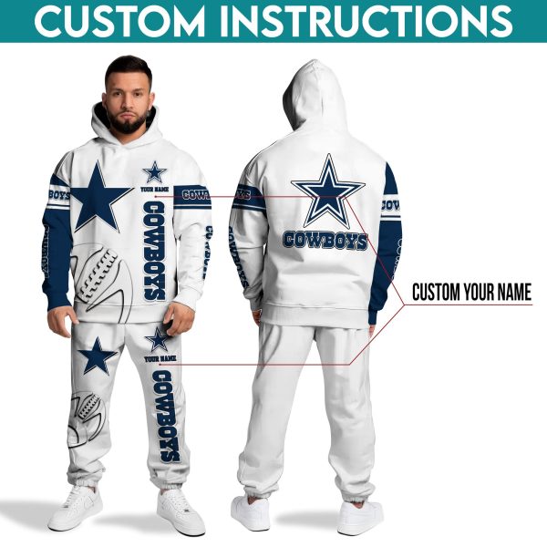 Dallas Cowboys Hoodie Sweatpants Set, Custom Hoodie, Sport Hoodie Sweatpants Set, Sport Gifts For Fan GJ46 - Image 3