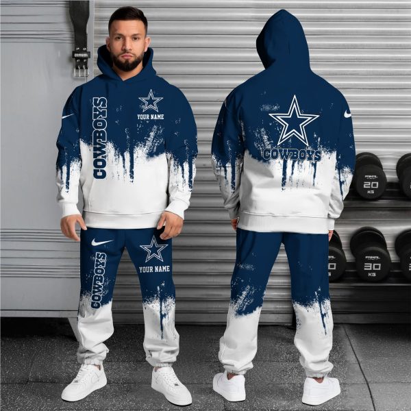 Dallas Cowboys Hoodie Sweatpants Set, Custom Hoodie, Sport Hoodie Sweatpants Set, Sport Gifts For Fan IU81 - Image 2