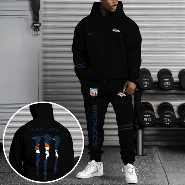 Denver Broncos Hoodie Sweatpants Set Custom Your name, Sport Hoodie Sweatpants Set - Image 3