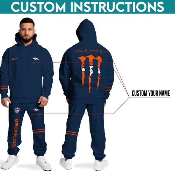 Denver Broncos Hoodie Sweatpants Set Custom Your name, Sport Hoodie Sweatpants Set - Image 7